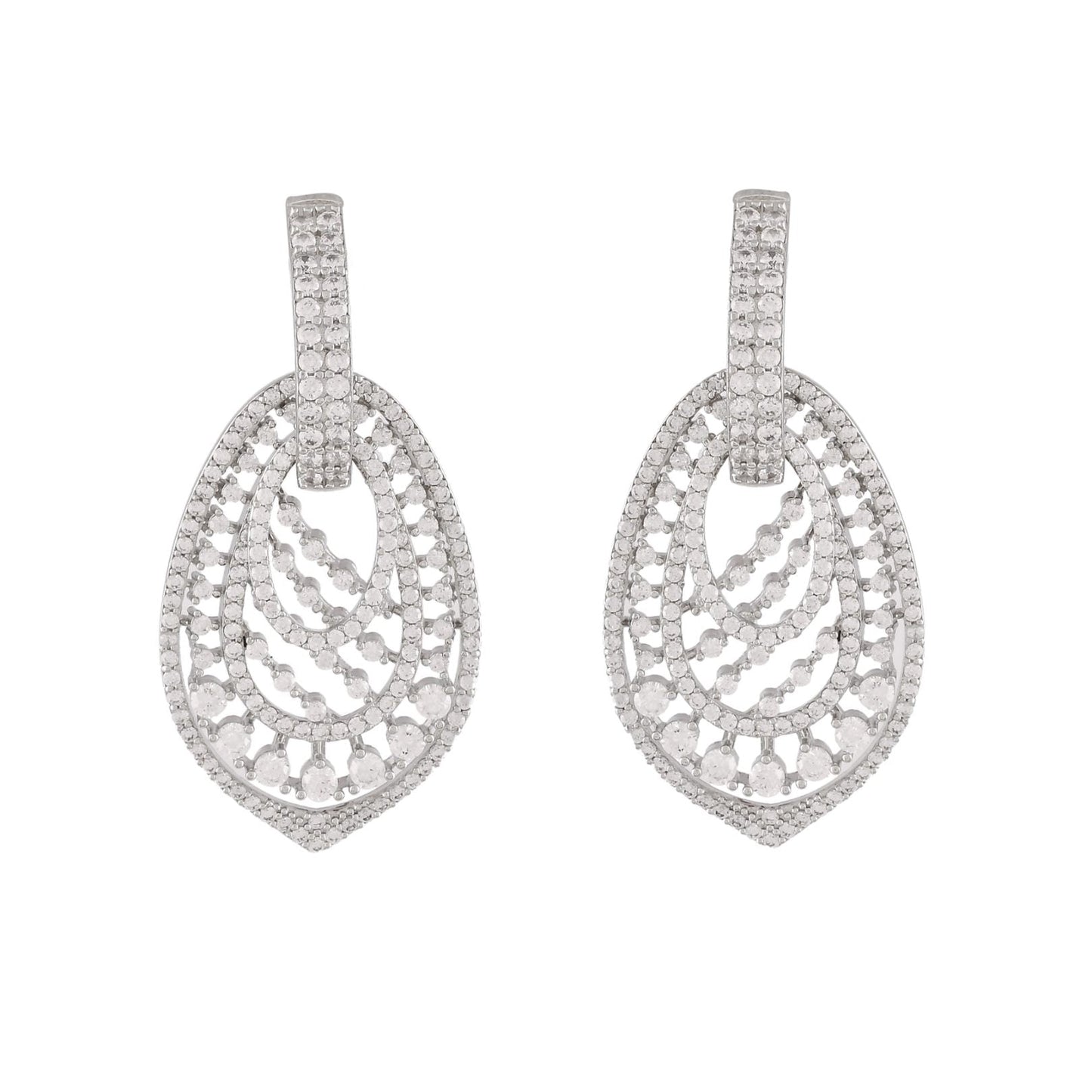 3 in 1 Multi Earrings - White gold coating
