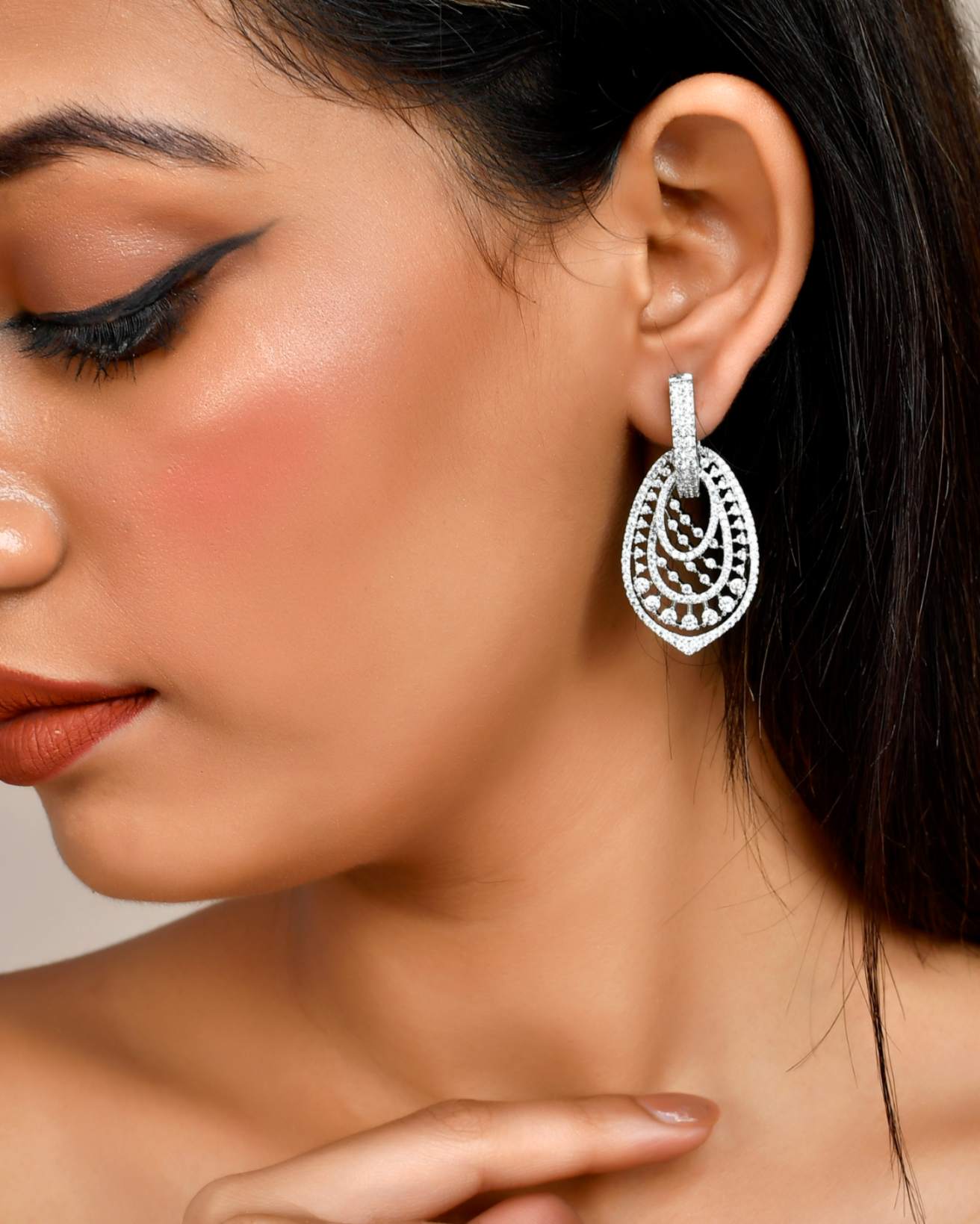 3 in 1 Multi Earrings - White gold coating