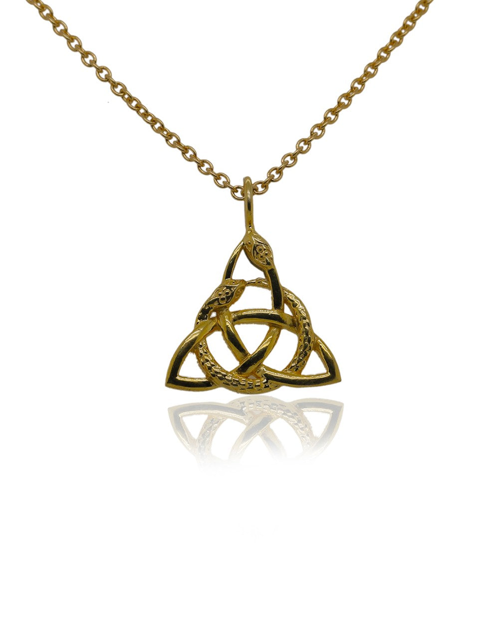 Celtic Trinity Knot with Snakes Gold Pendant