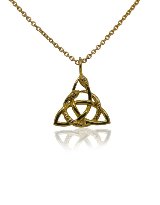 Celtic Trinity Knot with Snakes Gold Pendant