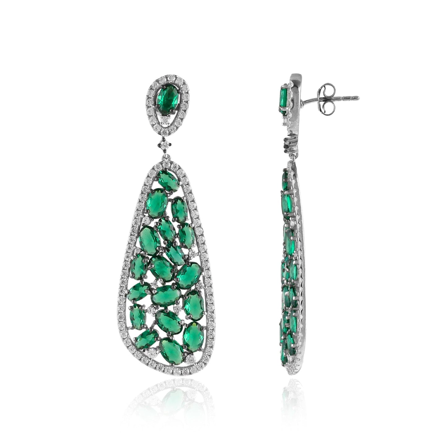 Emerald Teardrop Drop Earrings