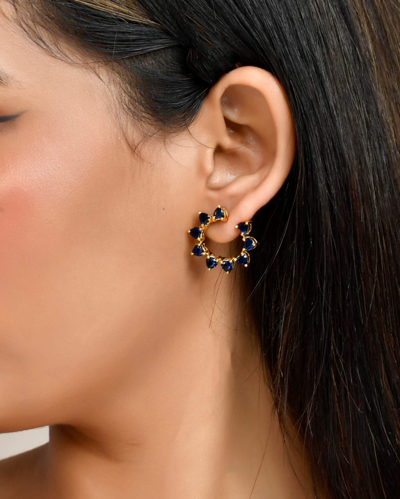 Semi Joint Loop Earrings - blue