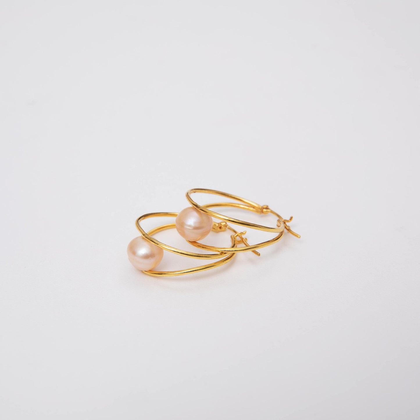 Gold-Tone Hoop Earrings with Pearl Drop