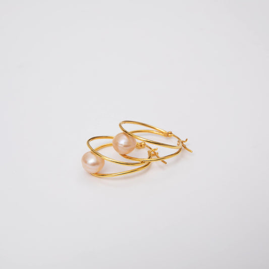 Gold-Tone Hoop Earrings with Pearl Drop