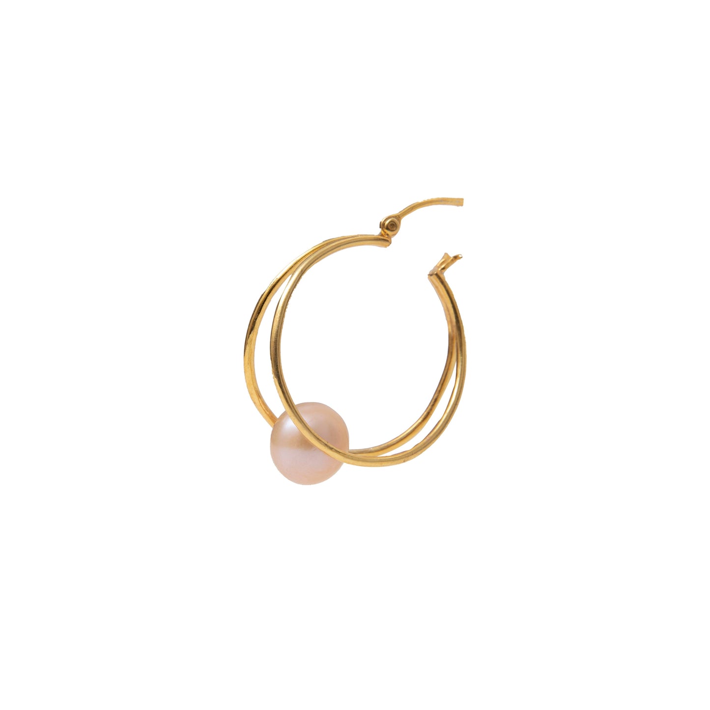 Gold-Tone Hoop Earrings with Pearl Drop