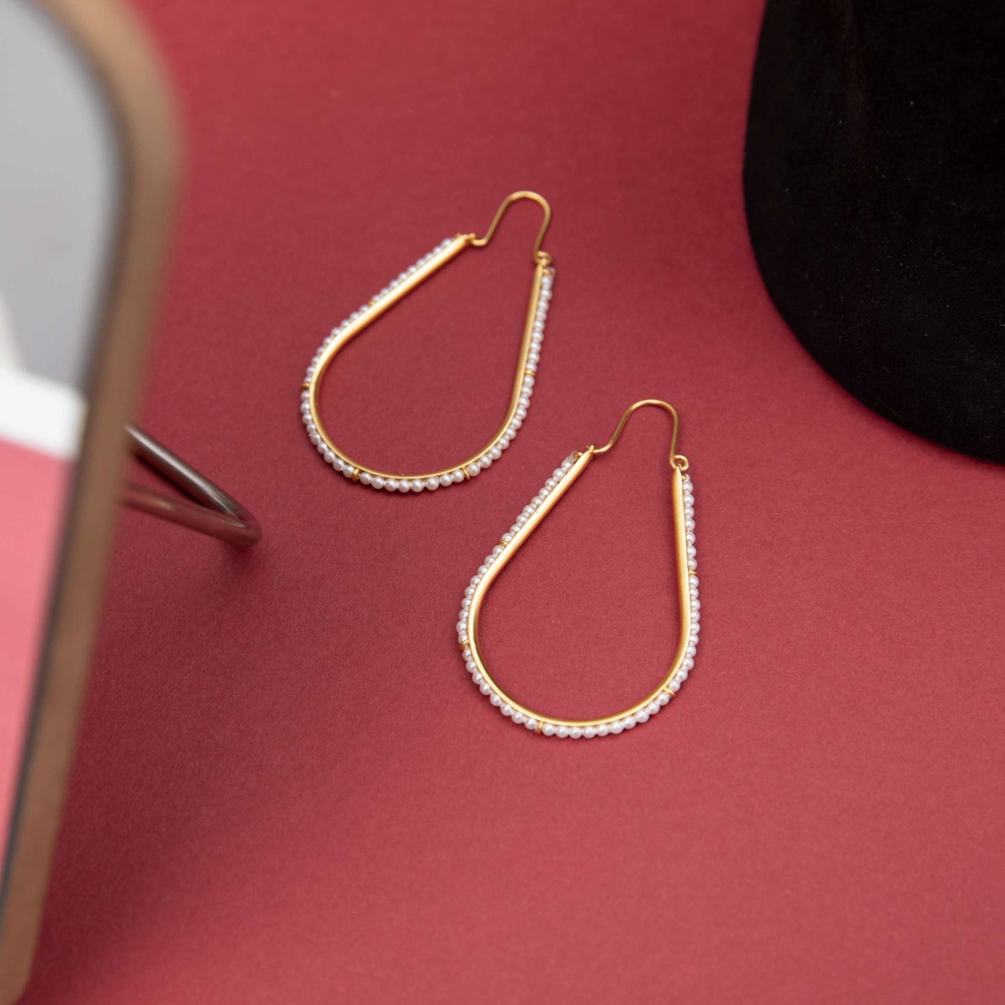 Modern Pearl Hoop Earrings