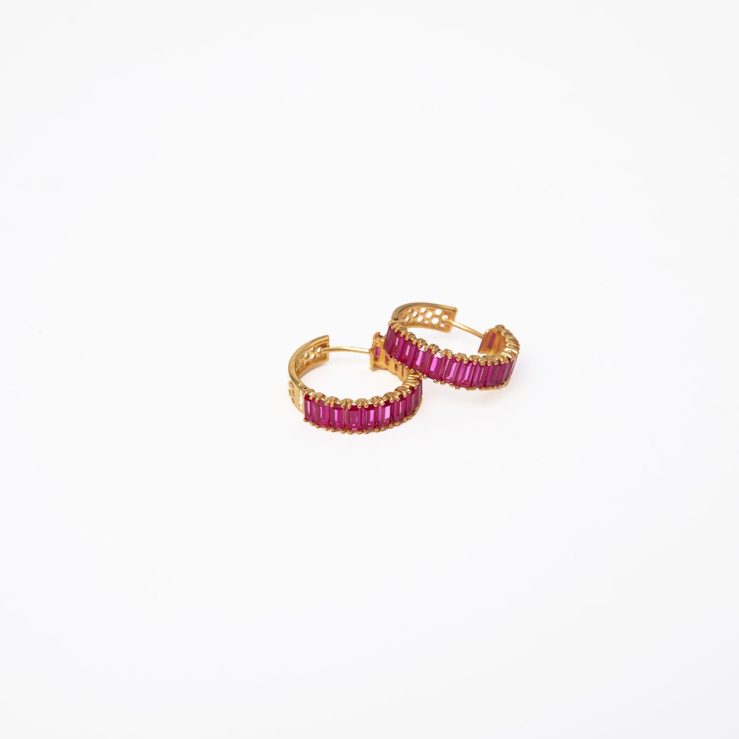 Minimalist Ruby Hoop Earrings