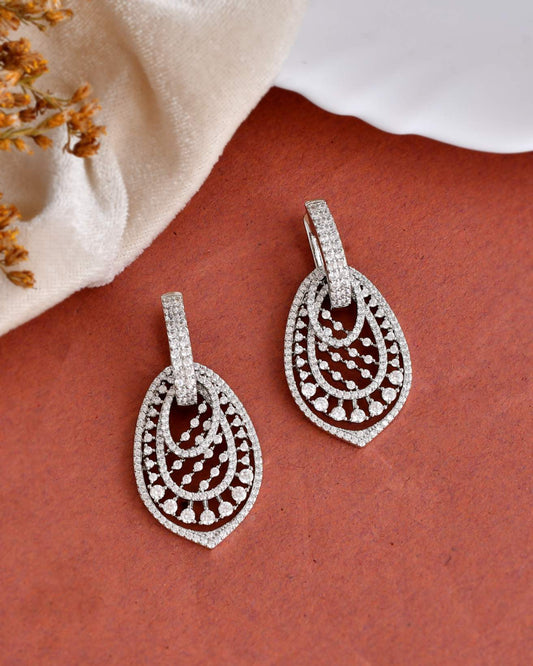 3 in 1 Multi Earrings - White gold coating