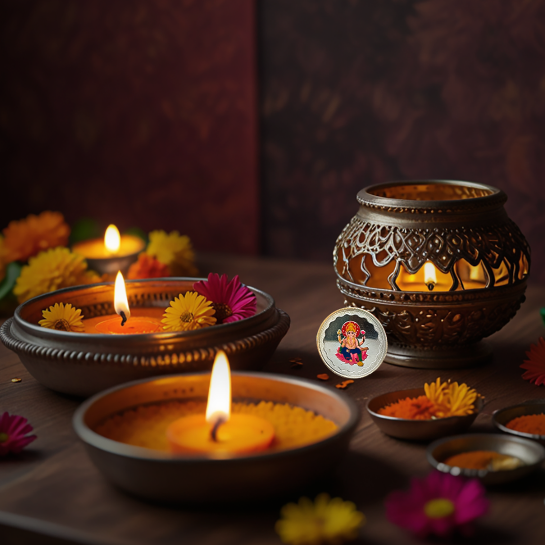 Diwali Blessing Coin Set - Lakshmi, Ganesh & Saraswati