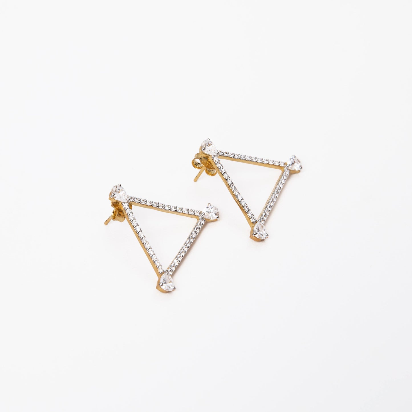 Modern Triangle Earrings with Crystals