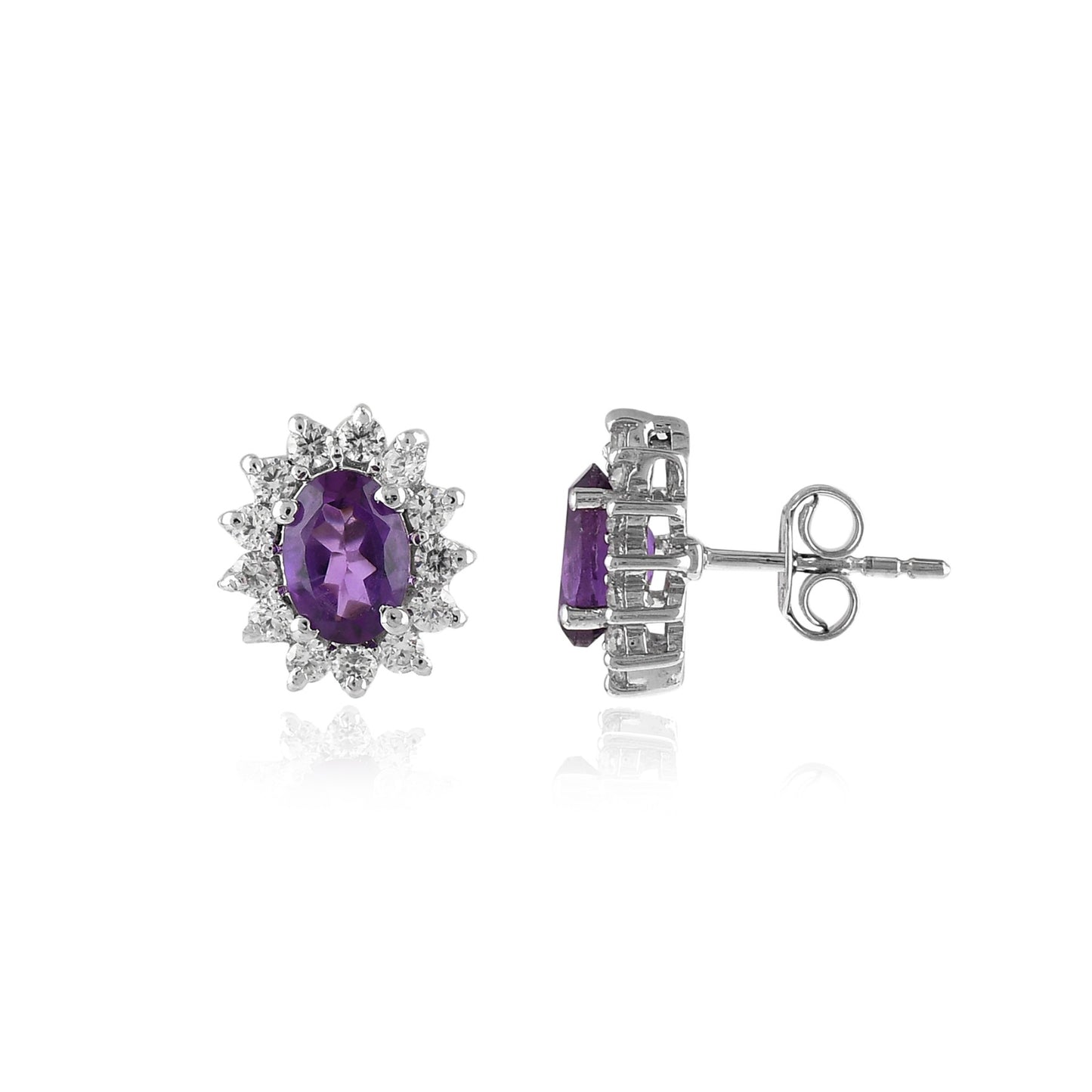 Amethyst Halo Pendant Necklace & Earrings Set