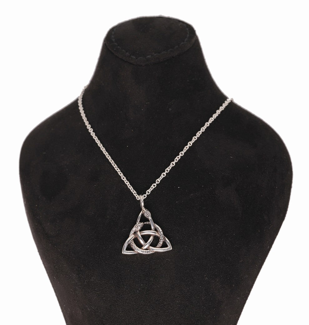 Celtic Trinity Knot with Snakes Silver Pendant