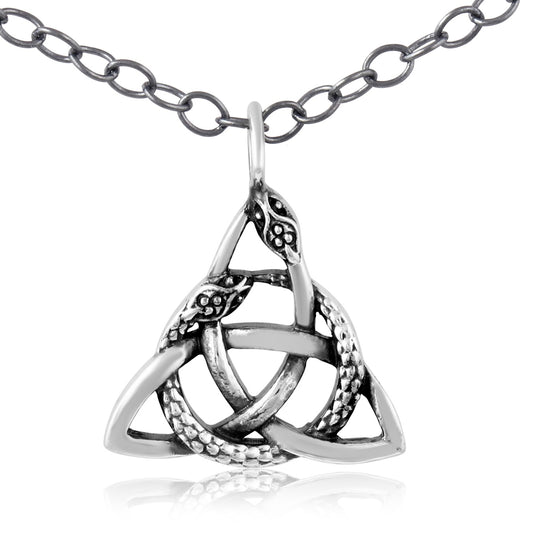 Celtic Trinity Knot with Snakes Silver Pendant