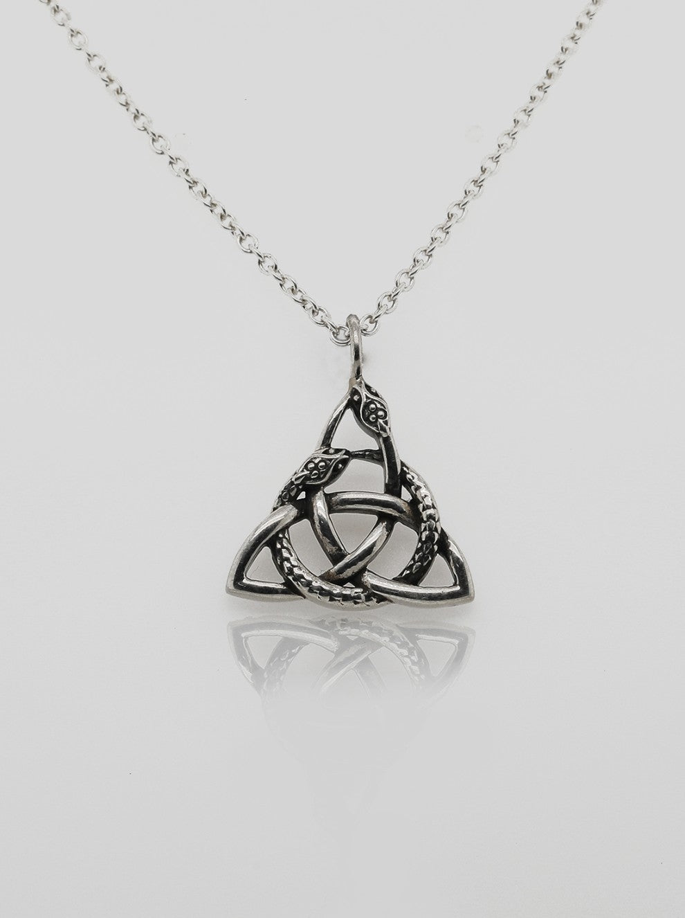 Celtic Trinity Knot with Snakes Silver Pendant