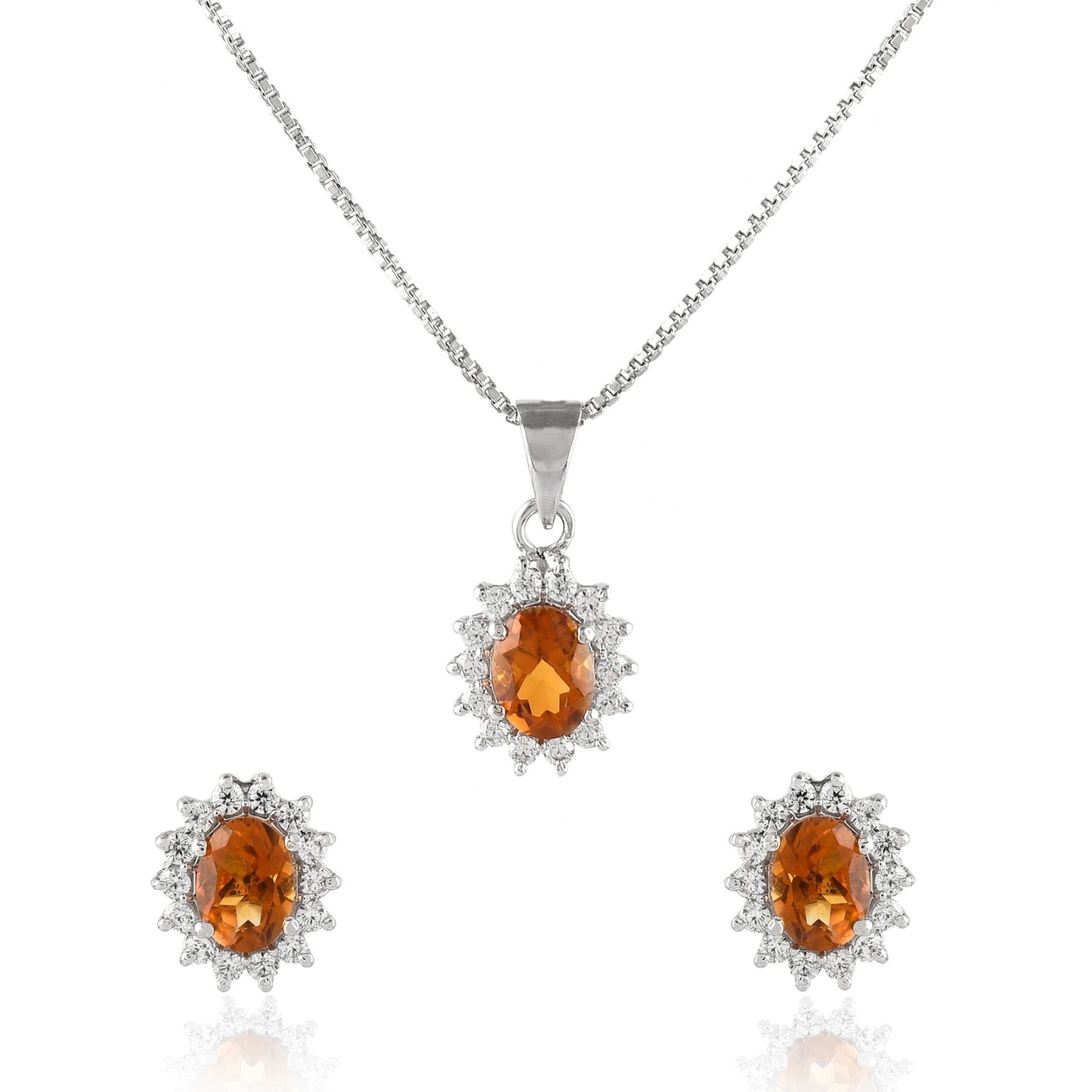 Citrine Halo Jewelry Set