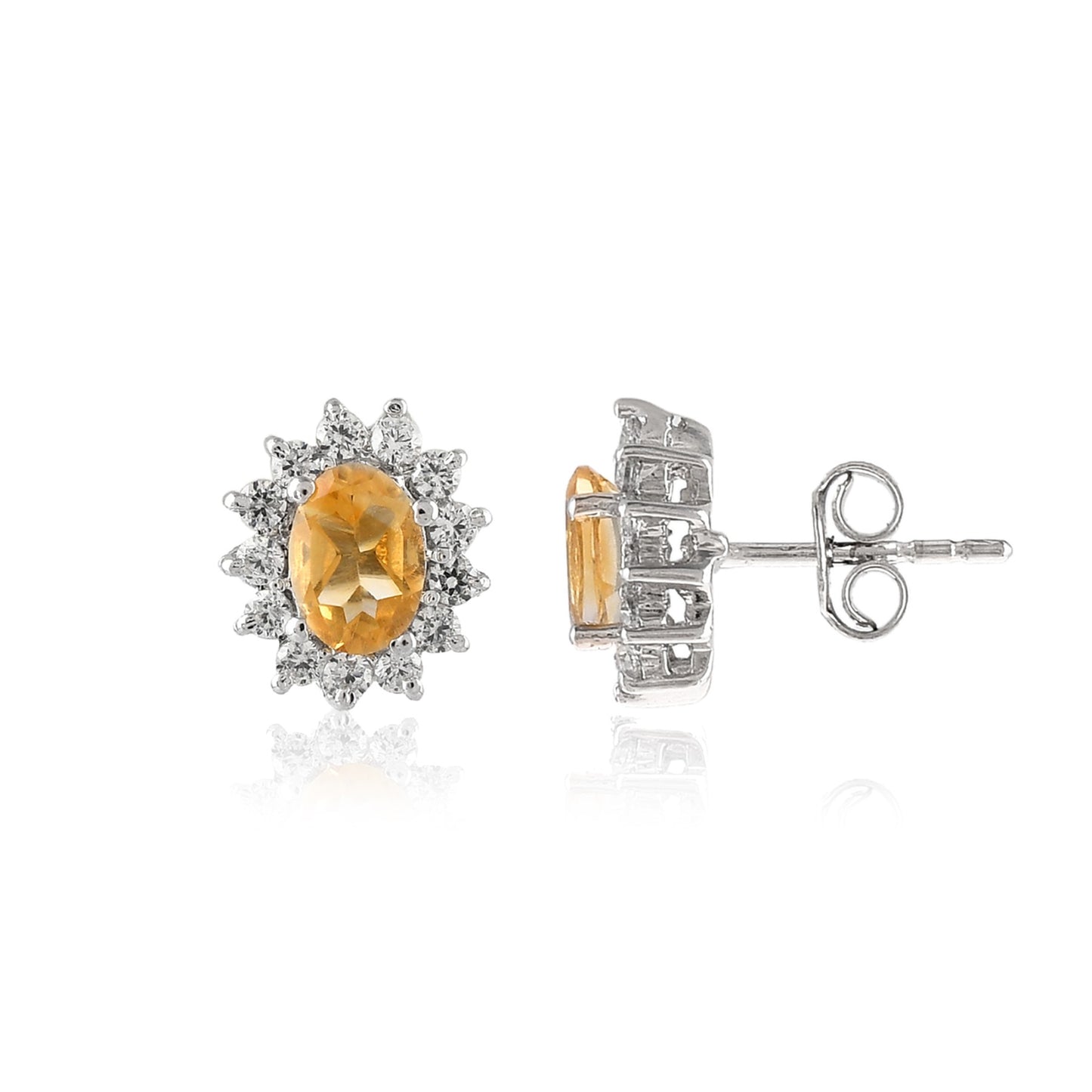 Citrine Halo Pendant Necklace & Earrings Set