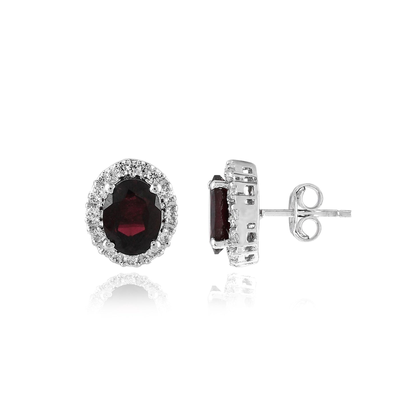 Elegant Ruby Halo Jewelry Set