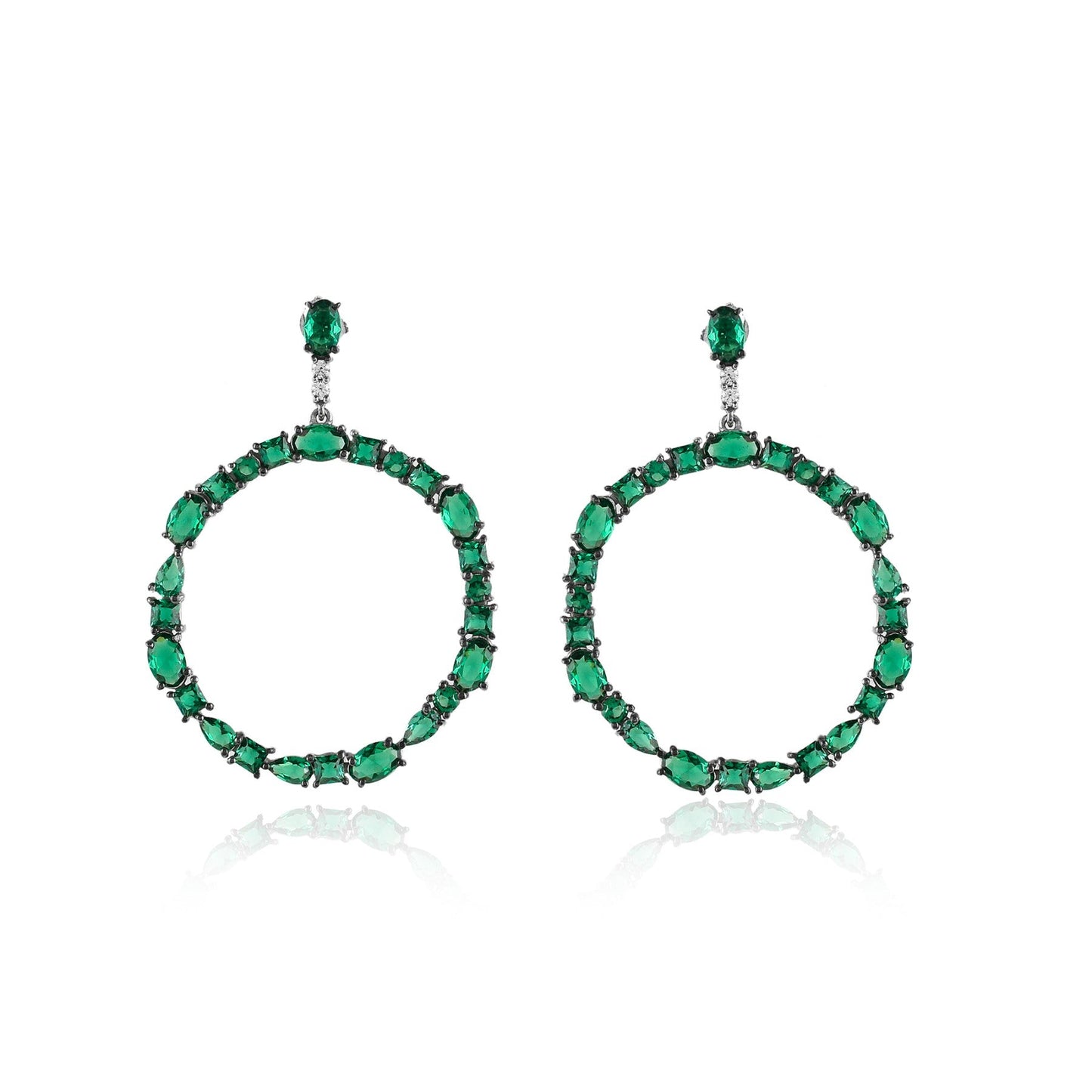 Emerald Circle Drop Earrings