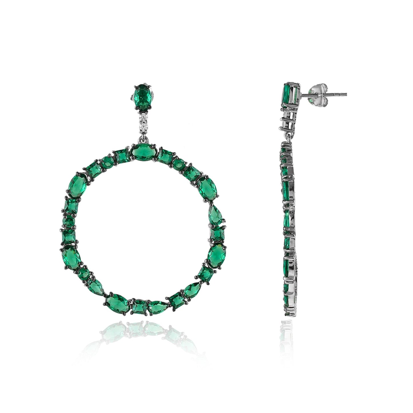 Emerald Circle Drop Earrings