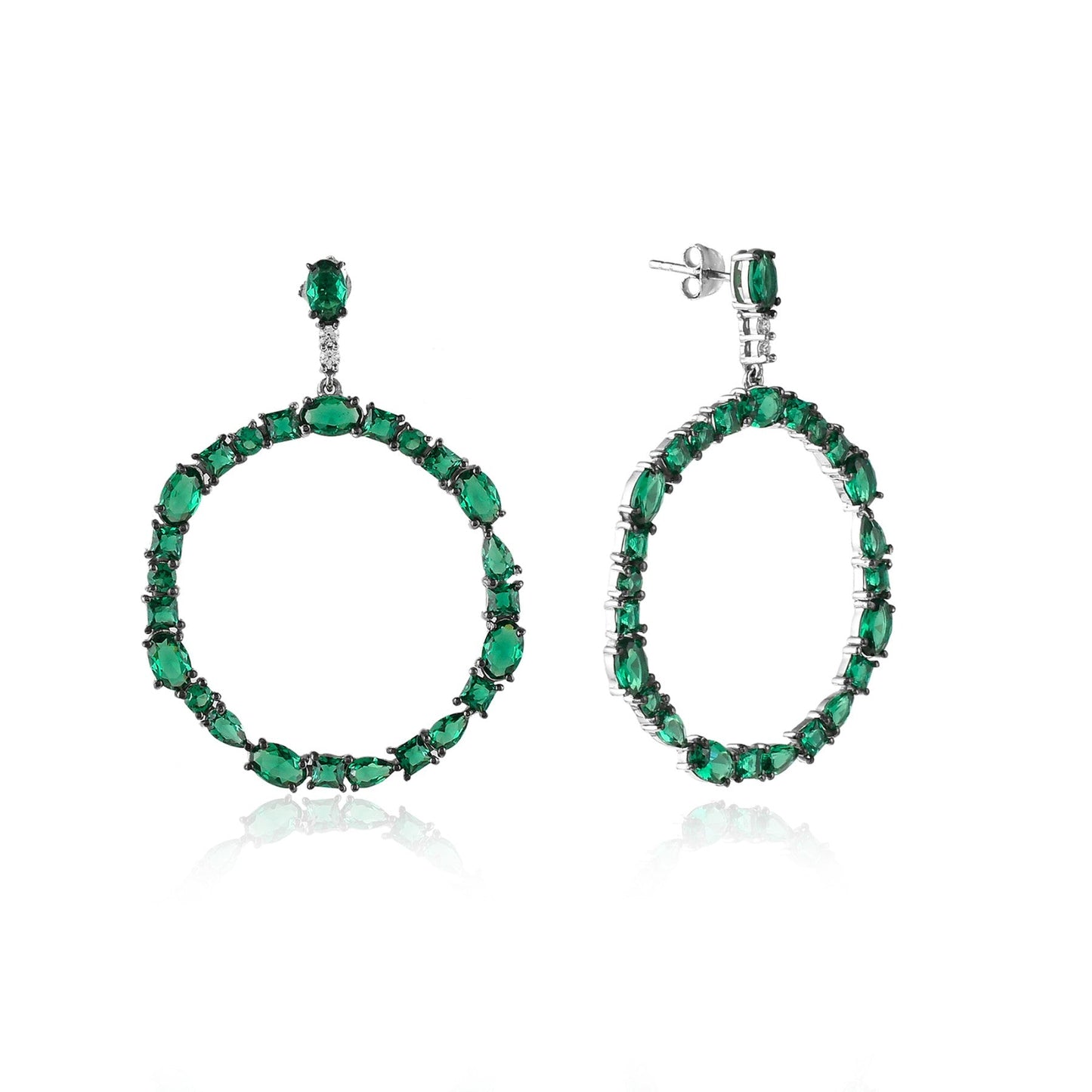 Emerald Circle Drop Earrings