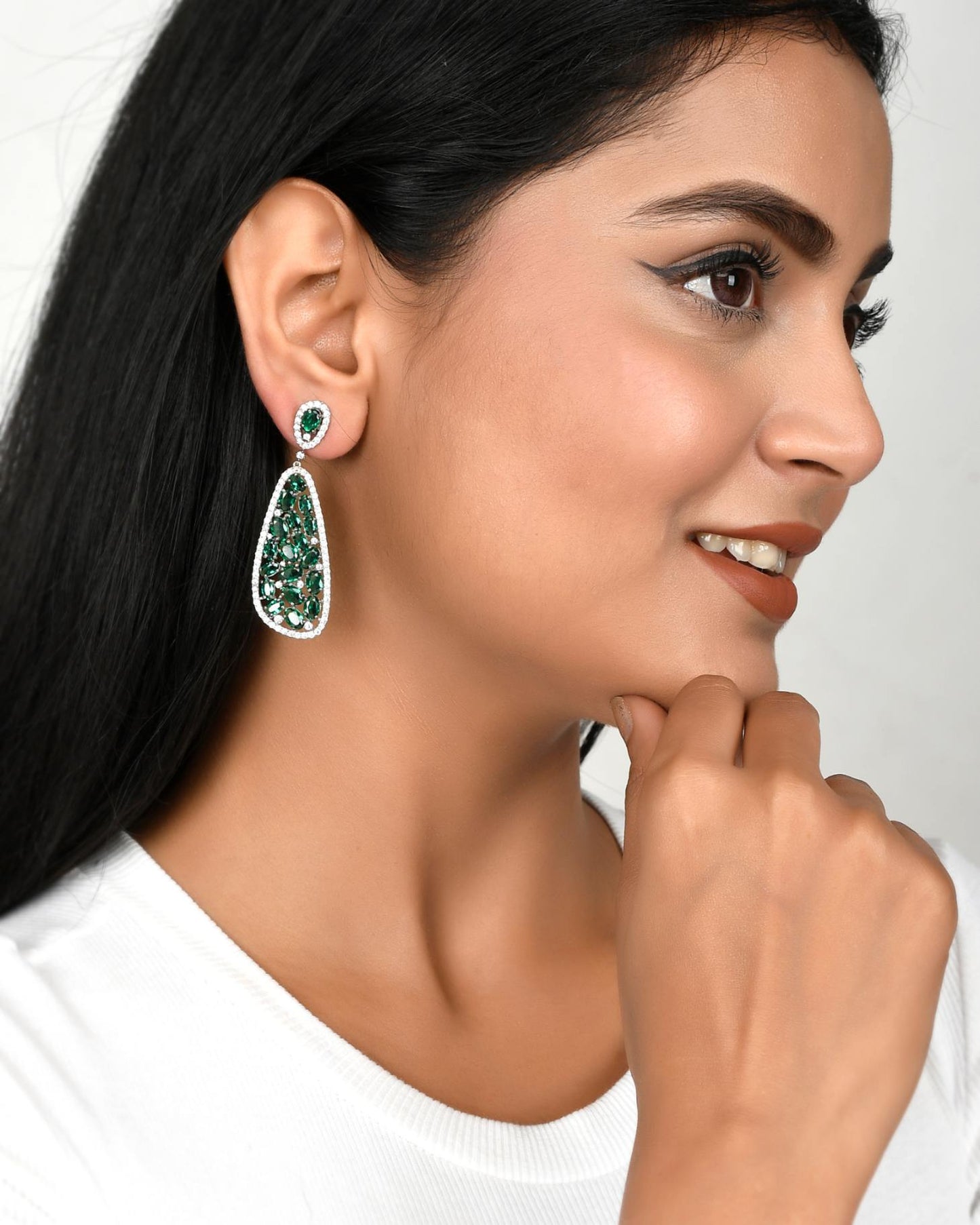 Emerald Teardrop Drop Earrings