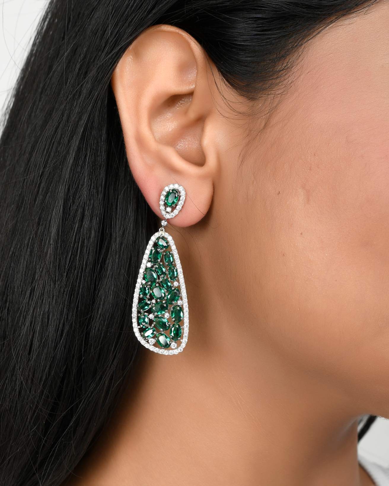 Emerald Teardrop Drop Earrings