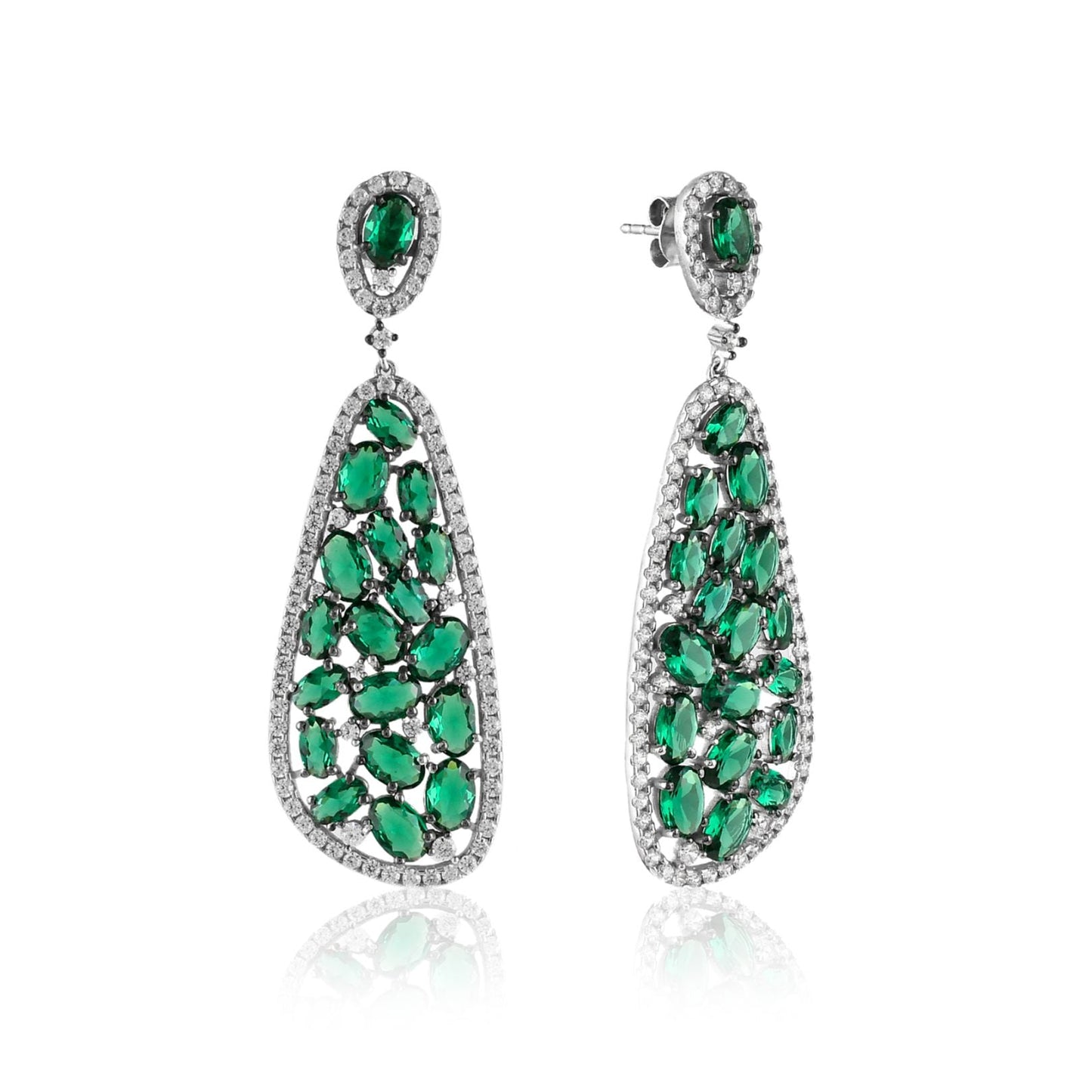 Emerald Teardrop Drop Earrings