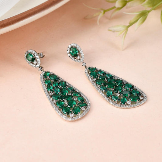 Emerald Teardrop Drop Earrings