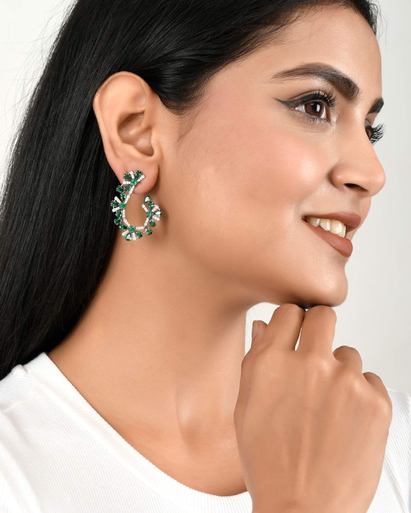 Emerald and Diamond Vine Earrings