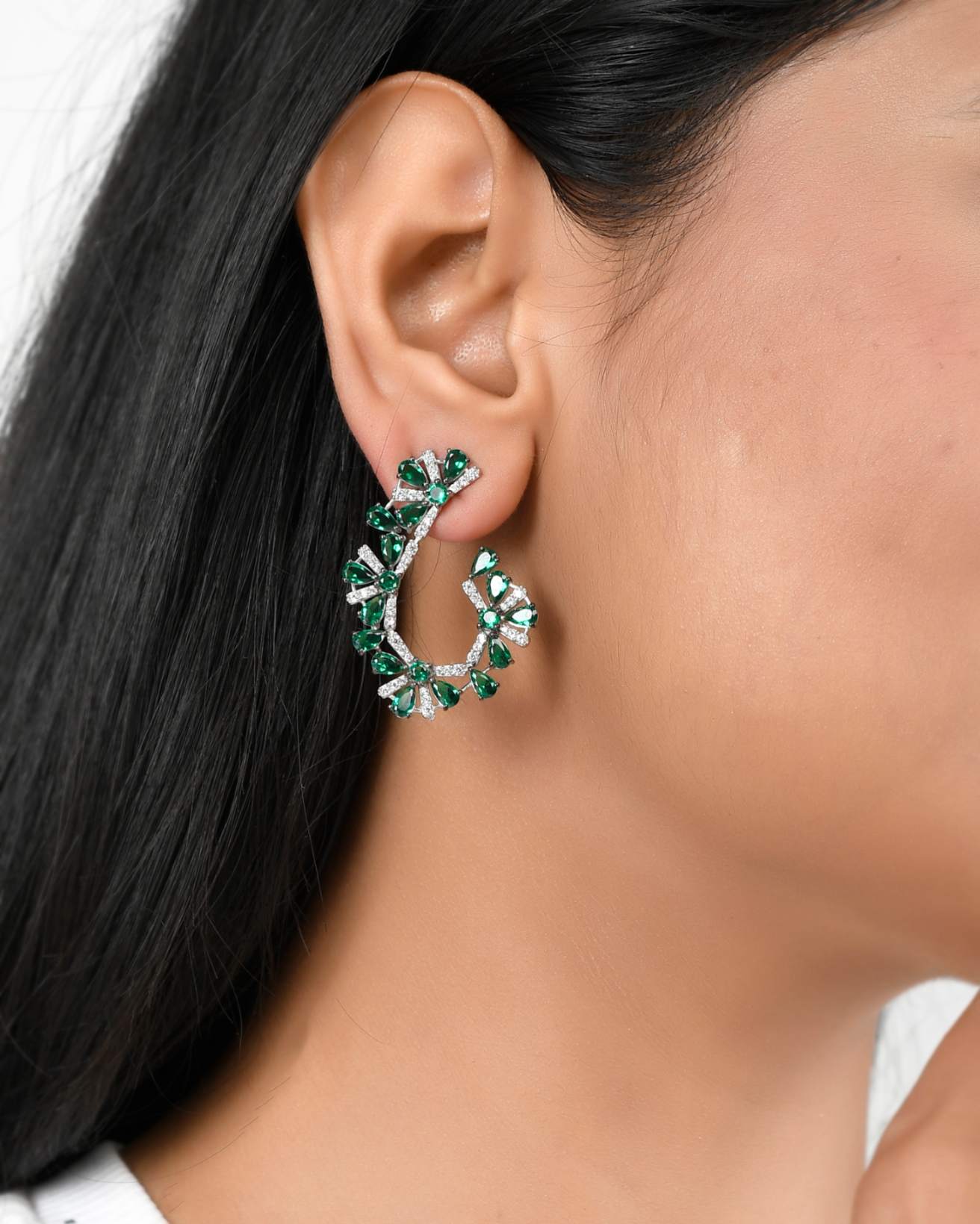 Emerald and Diamond Vine Earrings