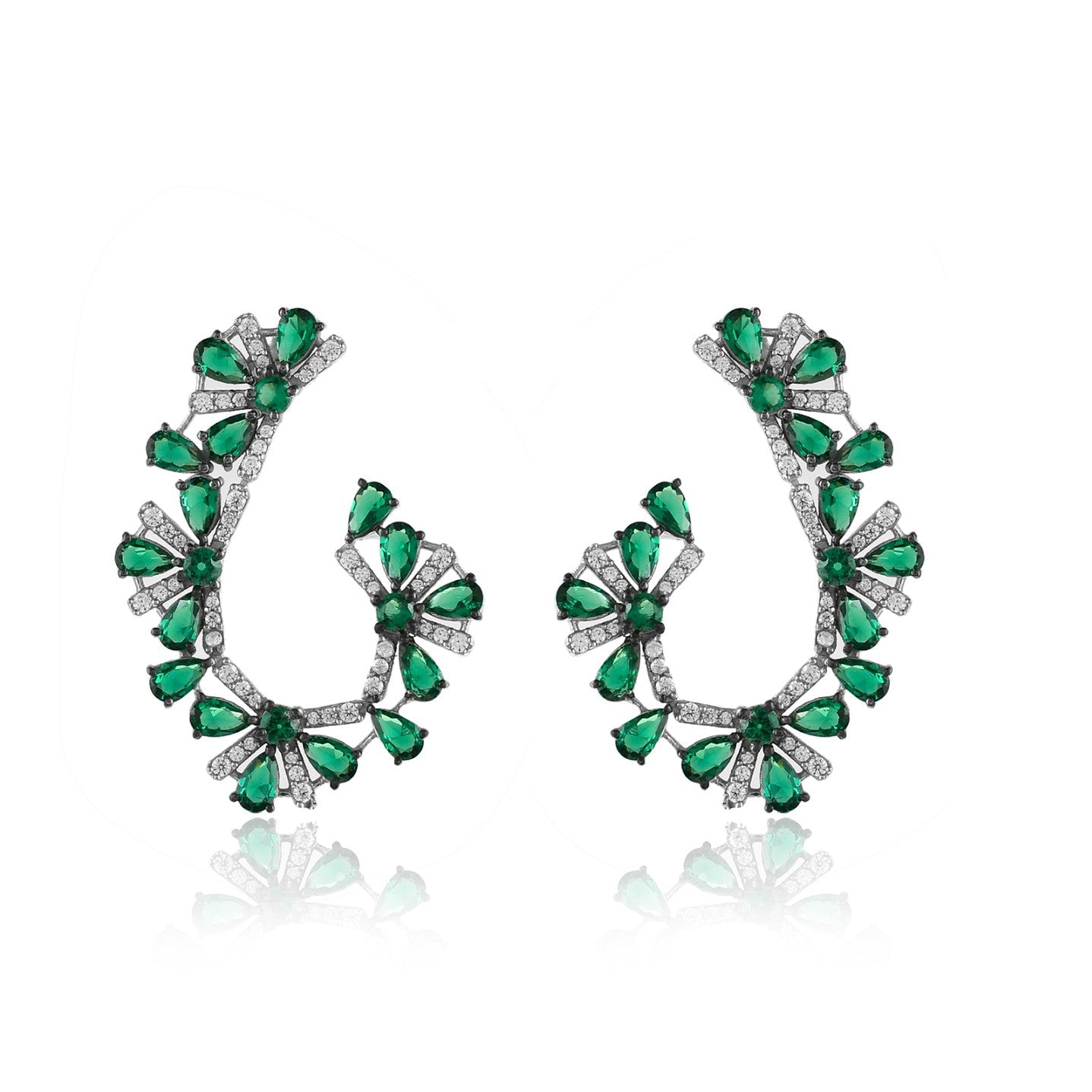 Emerald and Diamond Vine Earrings