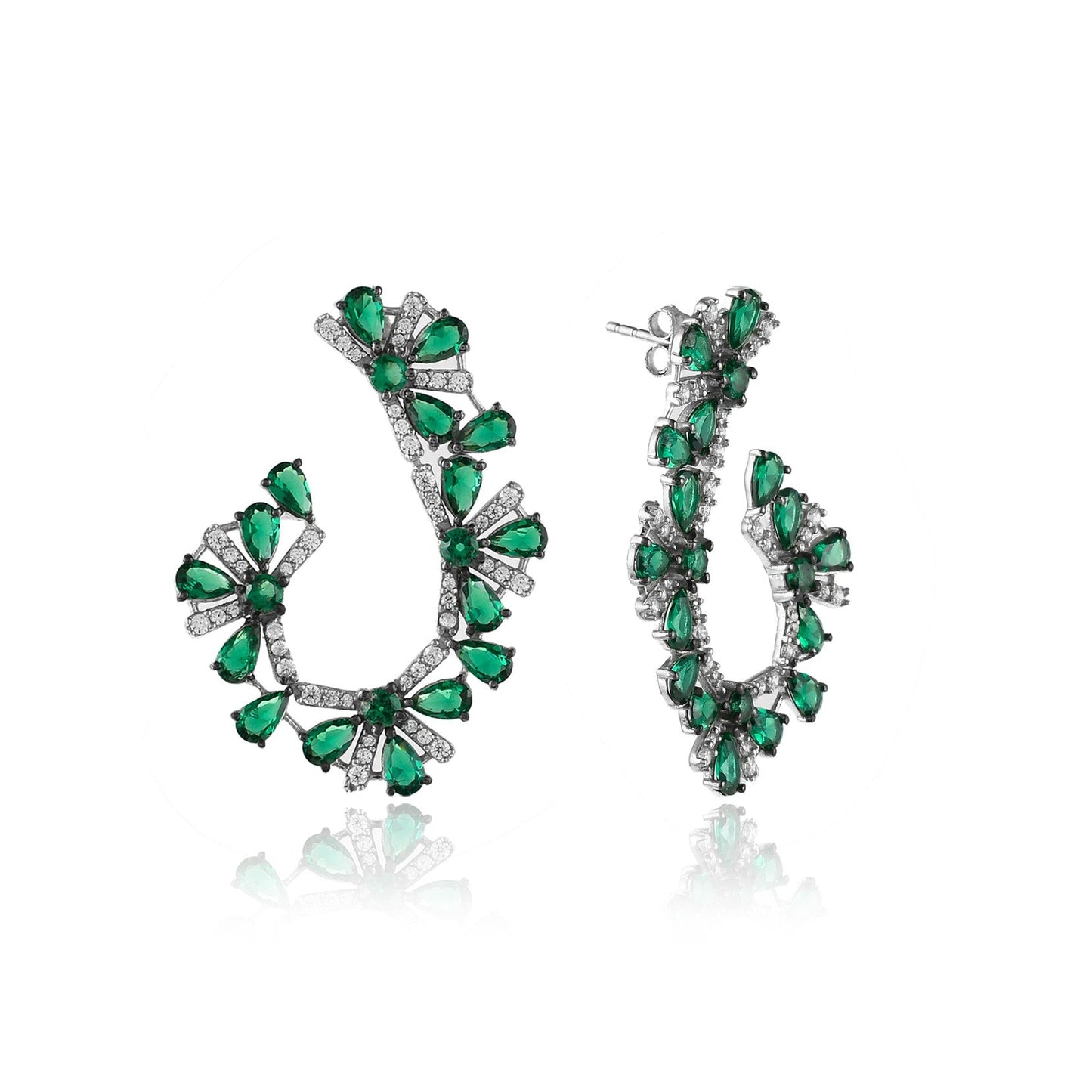 Emerald and Diamond Vine Earrings