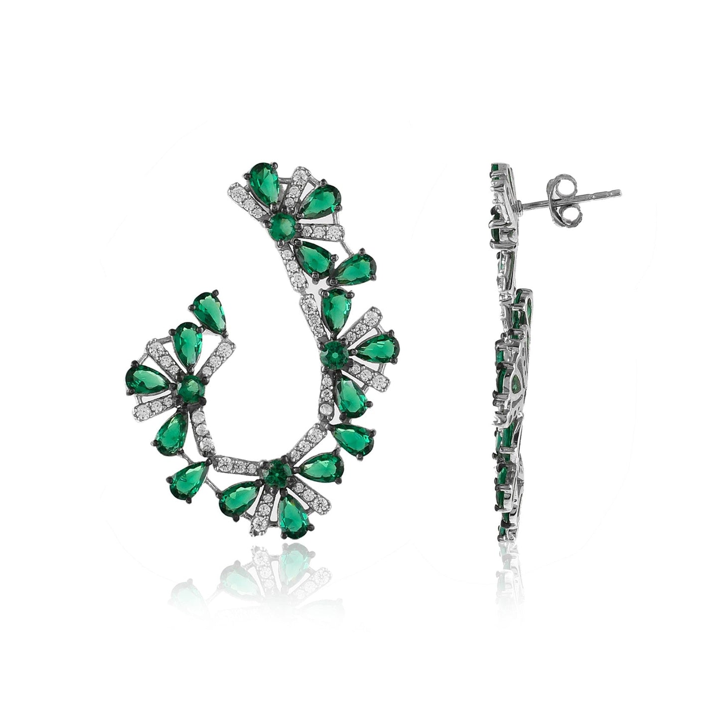 Emerald and Diamond Vine Earrings