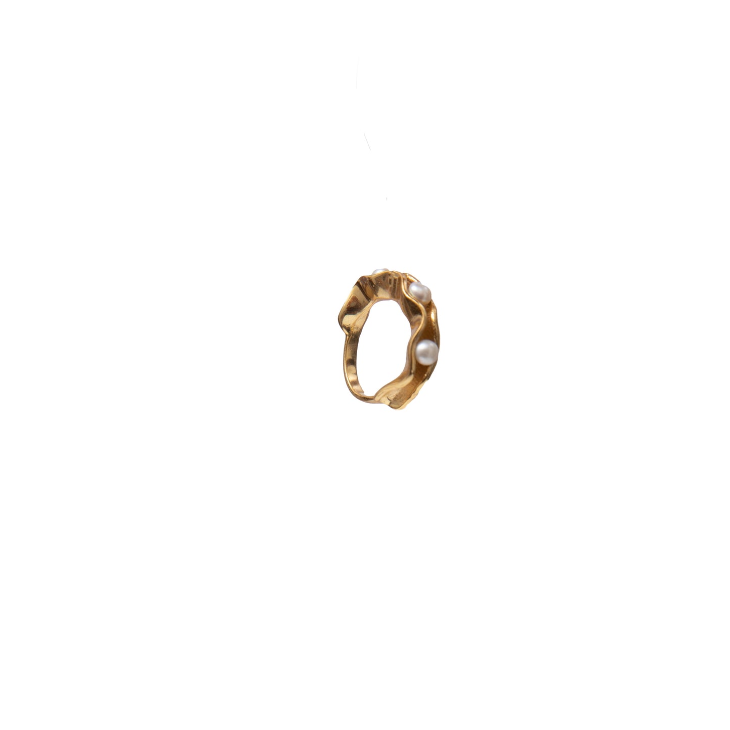 Gold-Plated Twisted Pearl Ring