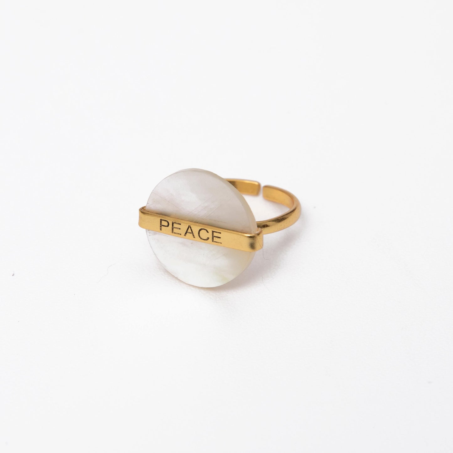 Gold-Plated White Stone Disc Ring