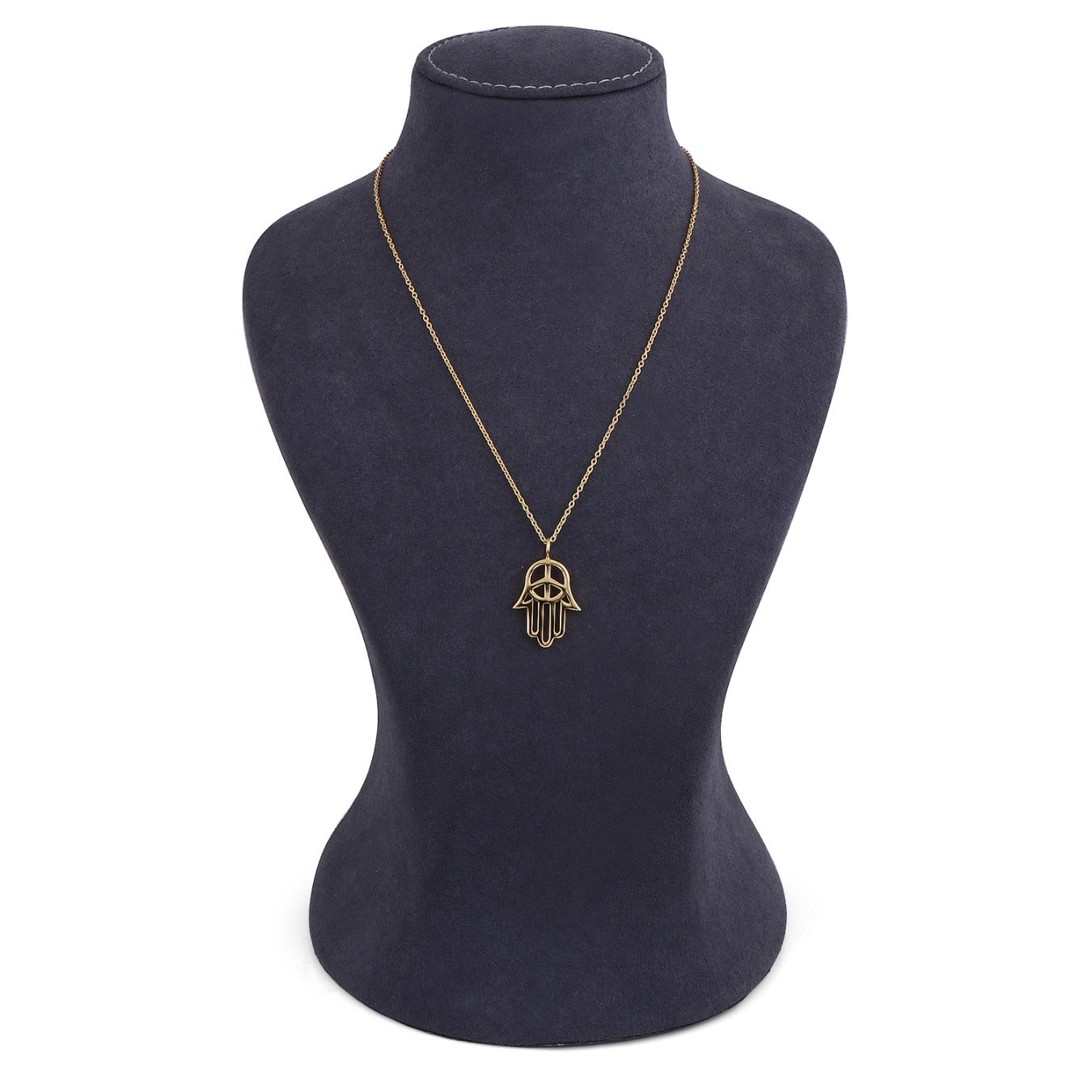 Hamsa Hand with Peace Symbol Gold Pendant