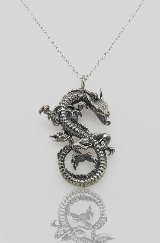 Mythical Dragon Silver Pendant