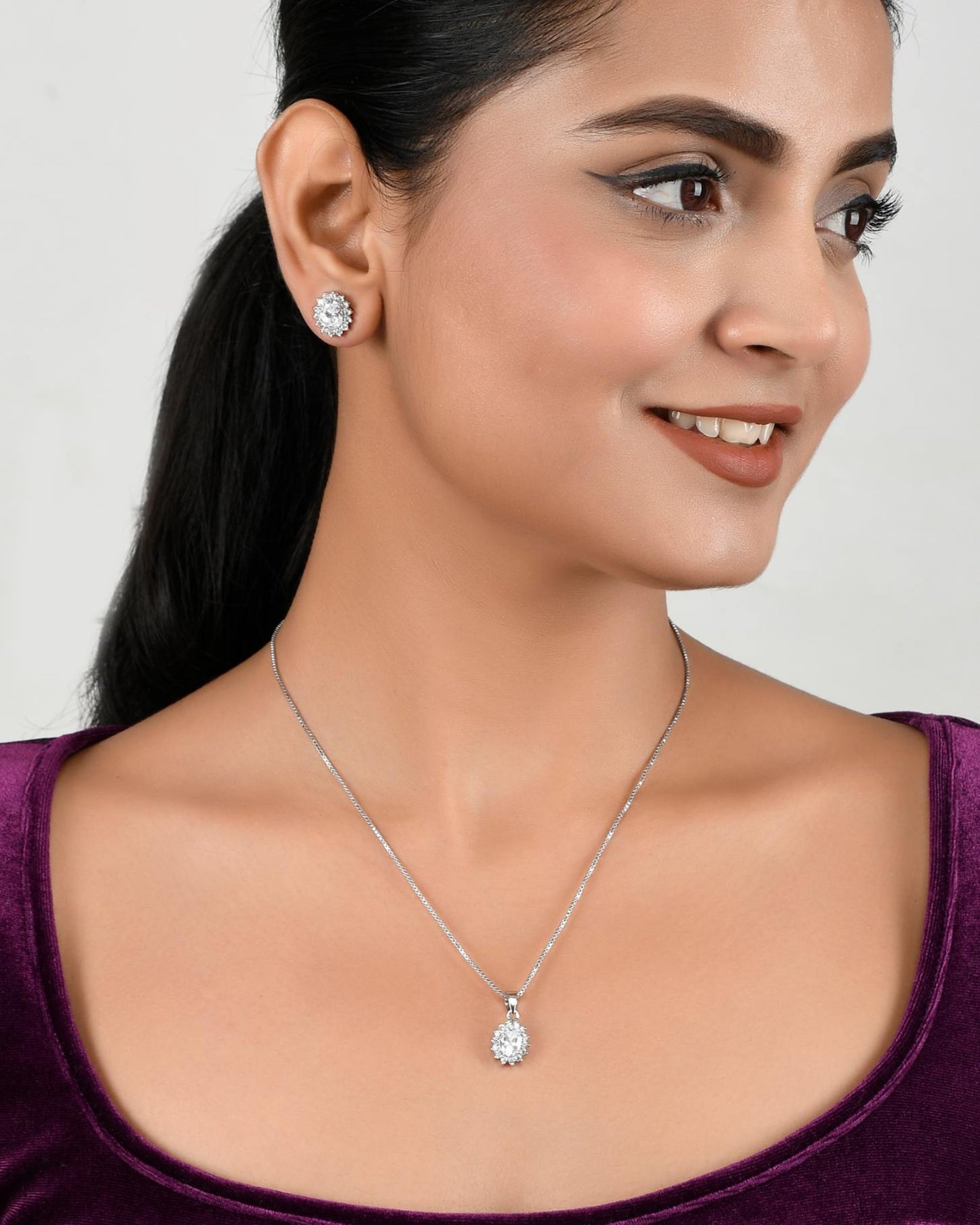 Oval Halo Cubic Zirconia Jewelry Set