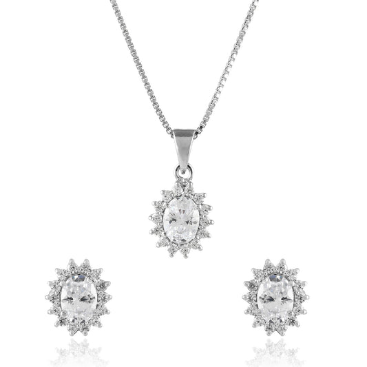 Oval Halo Cubic Zirconia Jewelry Set