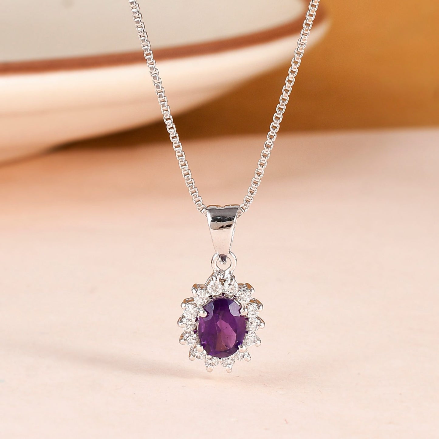 Radiant Oval Amethyst Pendant Set