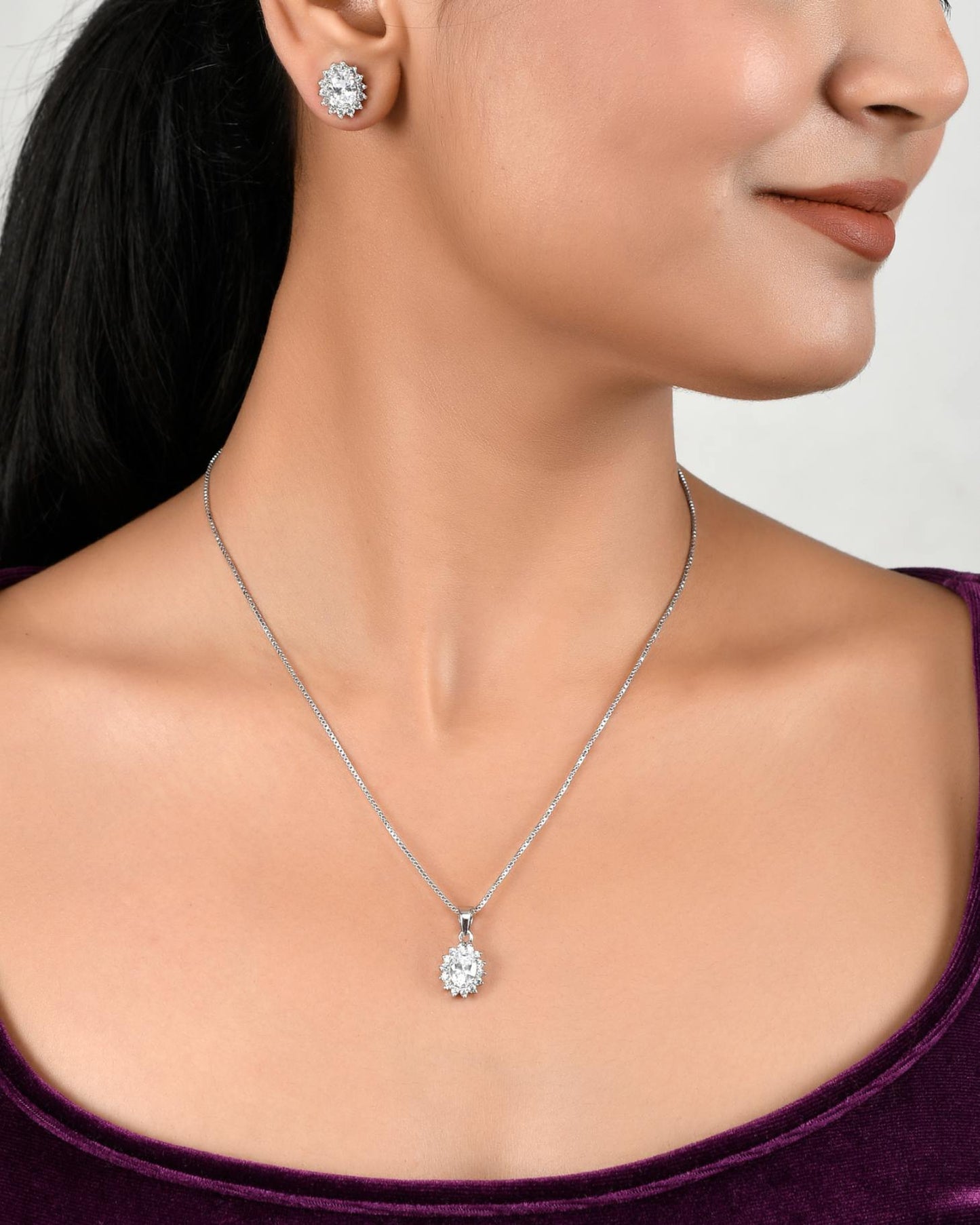 Radiant Oval White Topaz Pendant Set