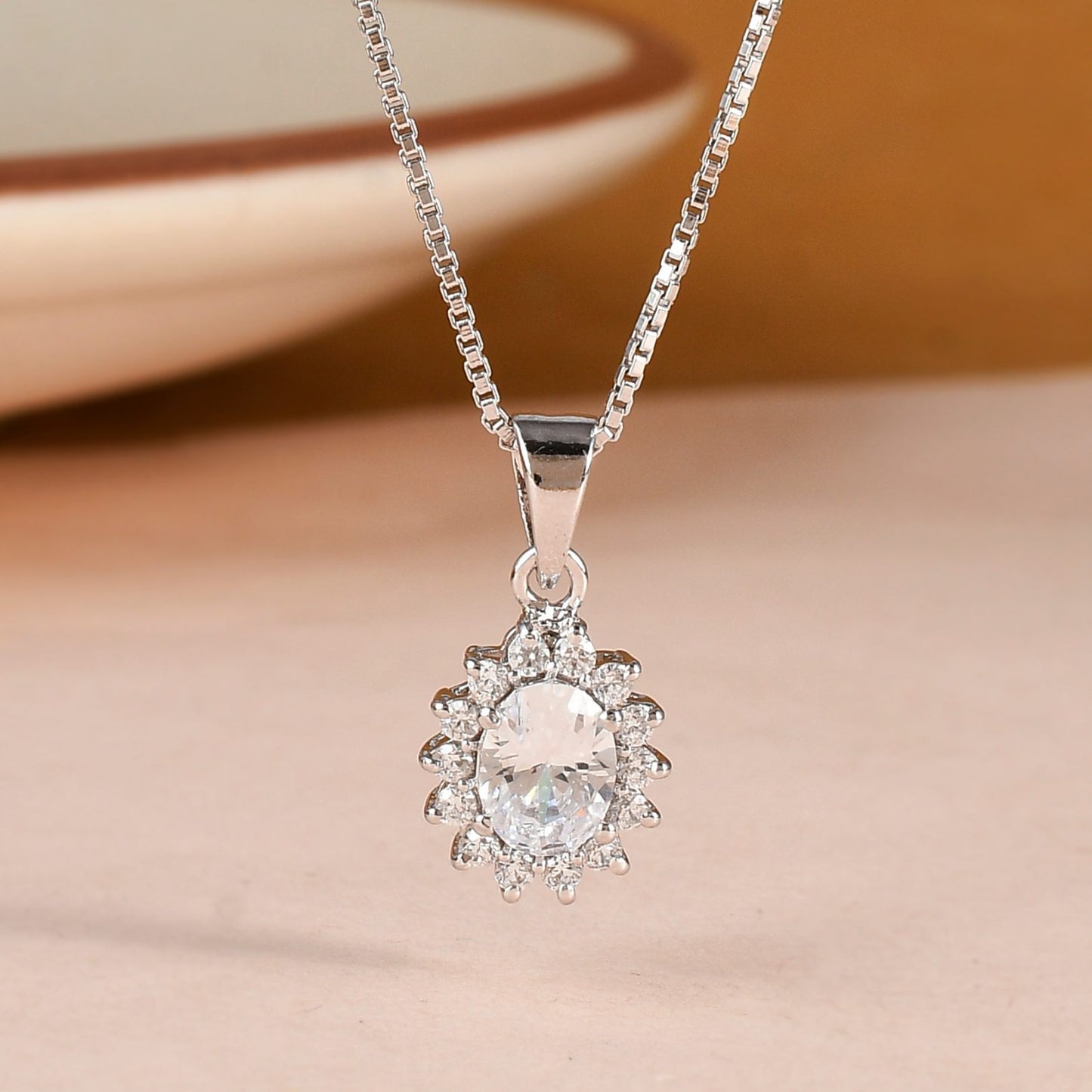 Radiant Oval White Topaz Pendant Set