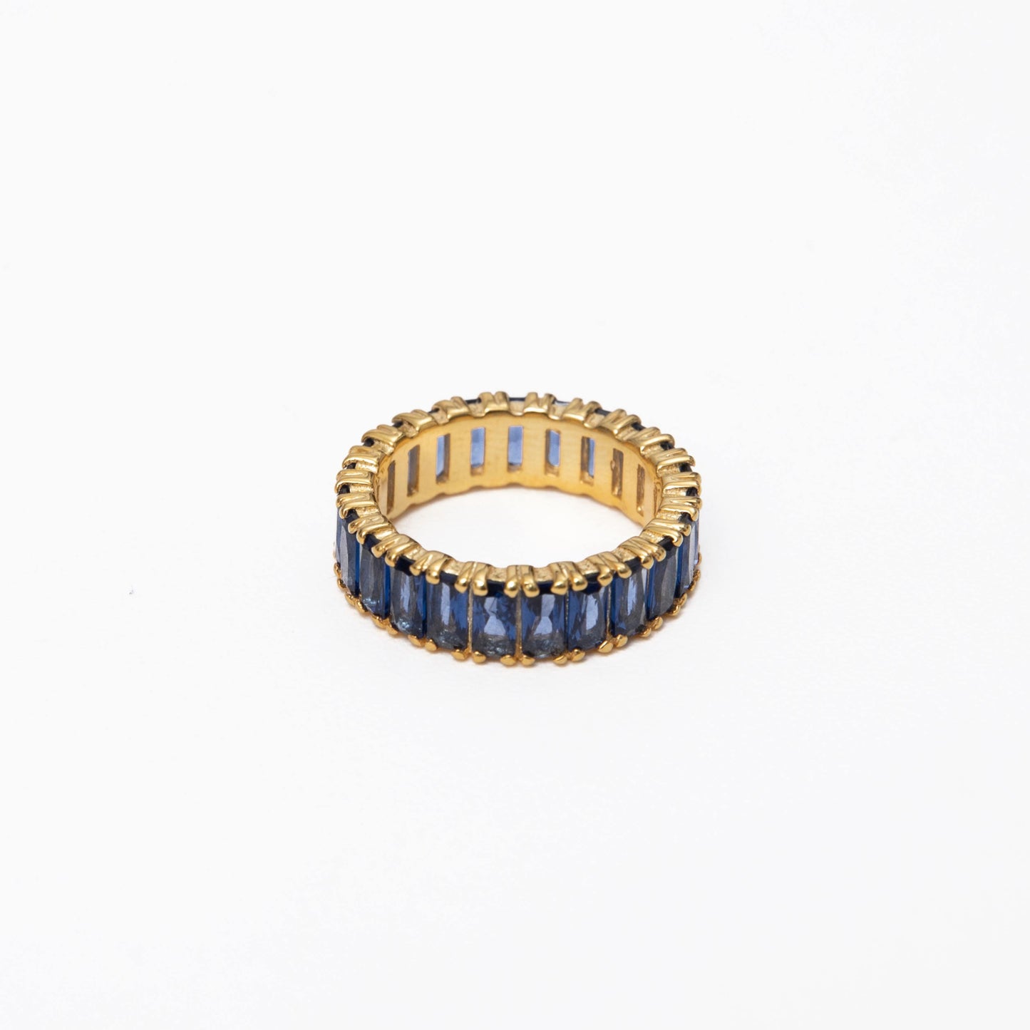 Regal Sapphire Eternity Set - Gold-Plated Hoop Earrings & Ring Duo