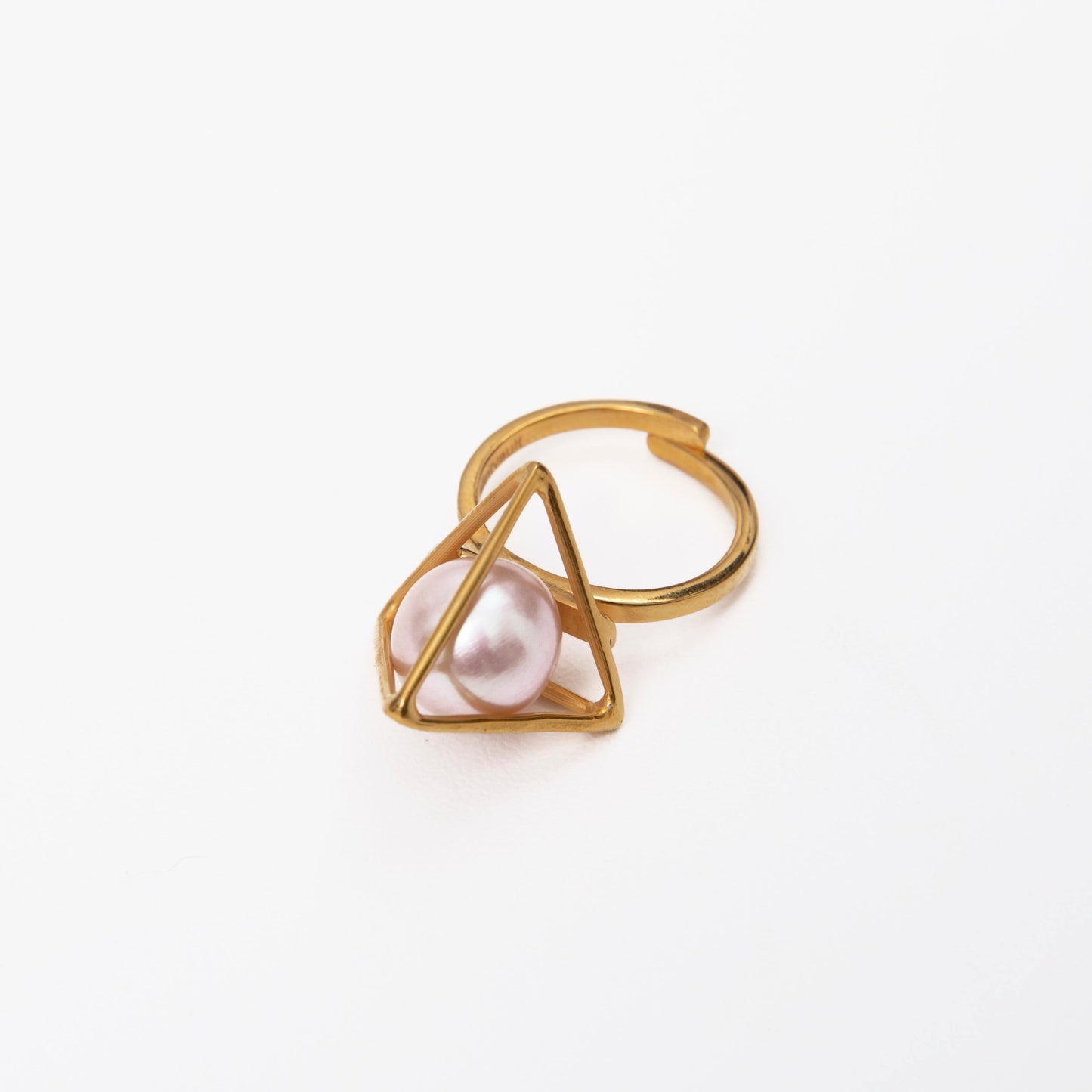 Rose Gold Triangle Pearl Ring