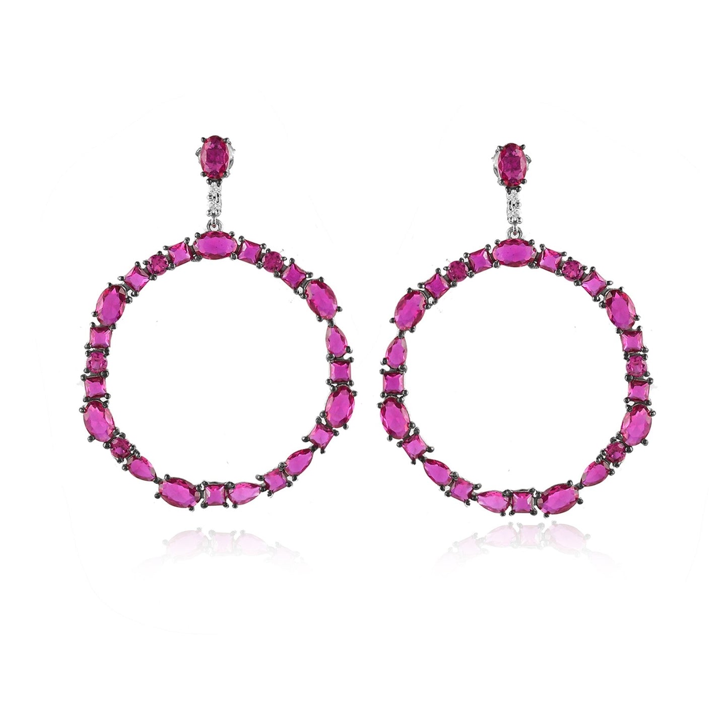 Ruby Circle Drop Earrings