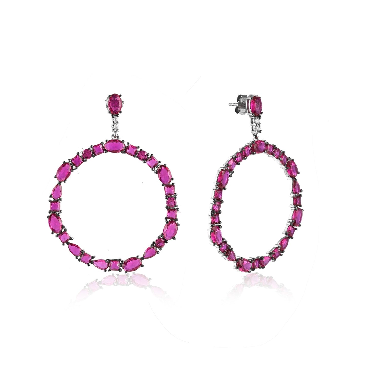 Ruby Circle Drop Earrings