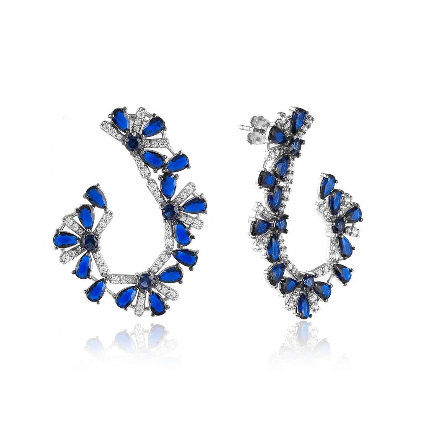 Sapphire Floral Crawler Earrings