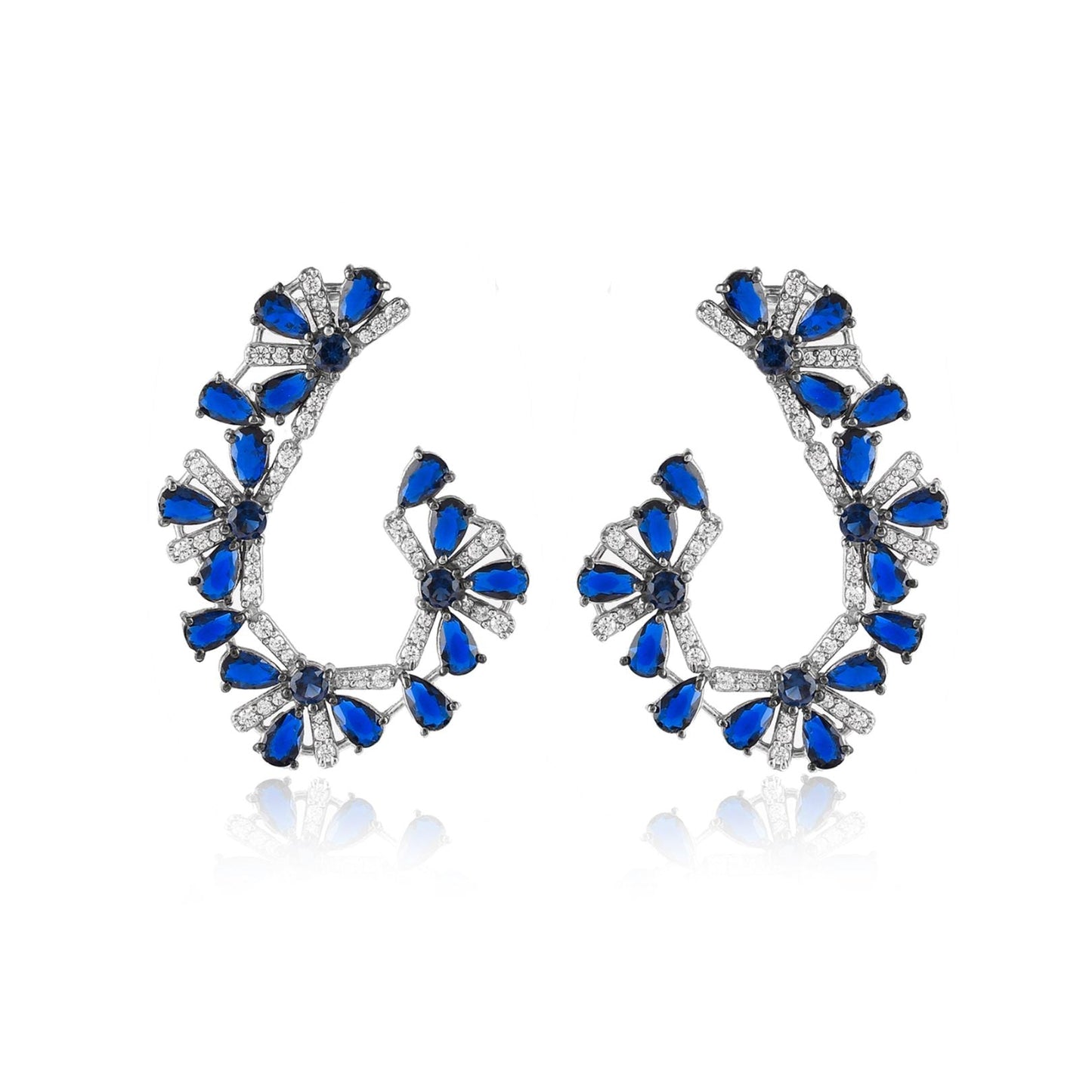 Sapphire Floral Crawler Earrings