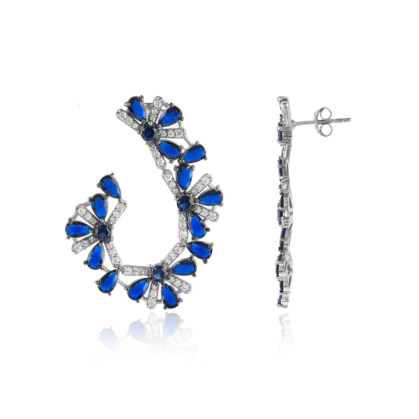 Sapphire Floral Crawler Earrings