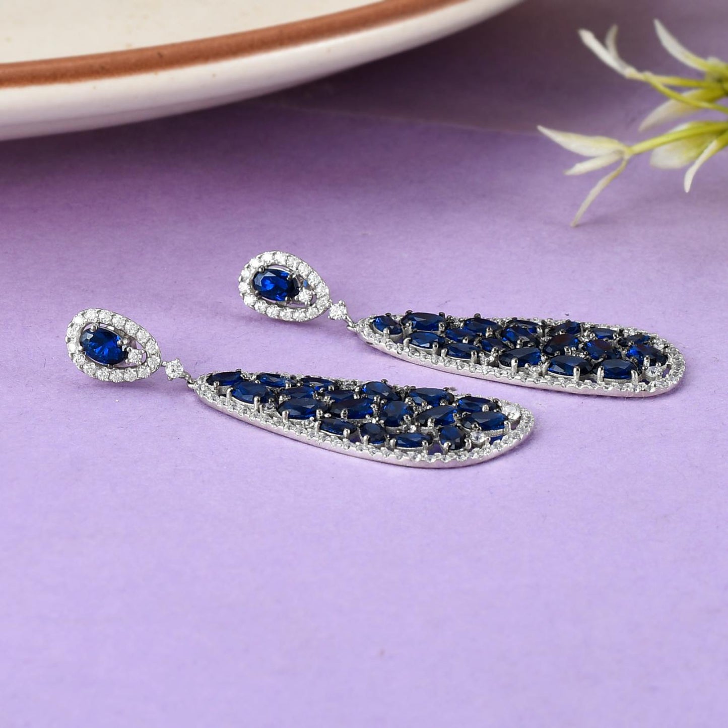 Sapphire and Diamond Drop Earrings